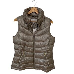 Calvin Klein NWT Women's Gold Silver Metallic Puffer Vest Size Large